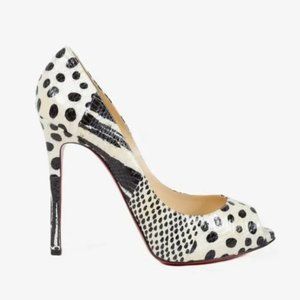 Christian Louboutin Black and White Watersnake Fifi Pumps